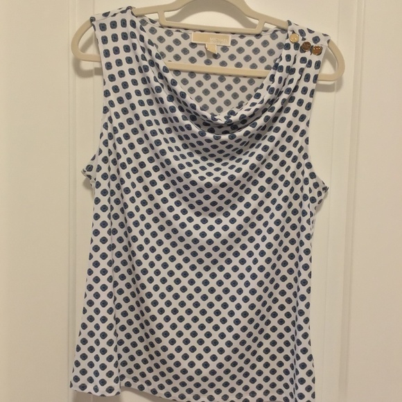 Michael Kors White Black Green Cowl Neck Tank - Size M - Picture 1 of 5